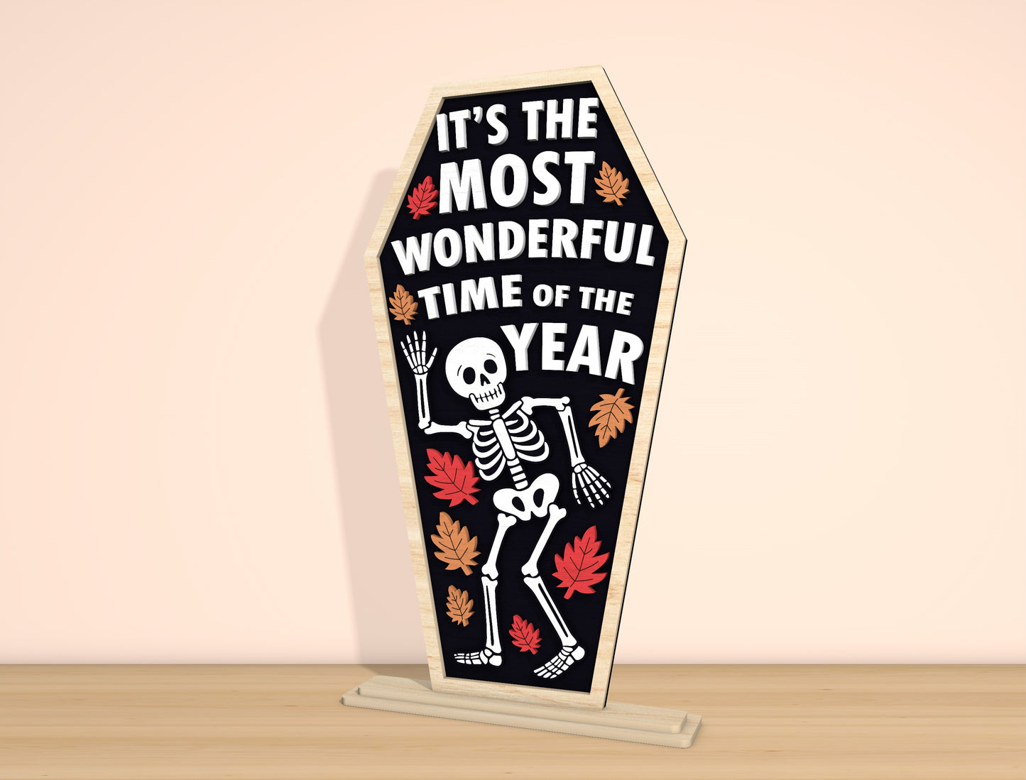 Funny Skeleton Coffin Sign SVG Laser Cut File | 2 Halloween Quote Designs | Spooky Wooden Decor | Glowforge, xTool, LightBurn, etc.