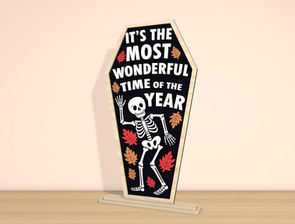 Funny Skeleton Coffin Sign SVG Laser Cut File | 2 Halloween Quote Designs | Spooky Wooden Decor | Glowforge, xTool, LightBurn, etc.