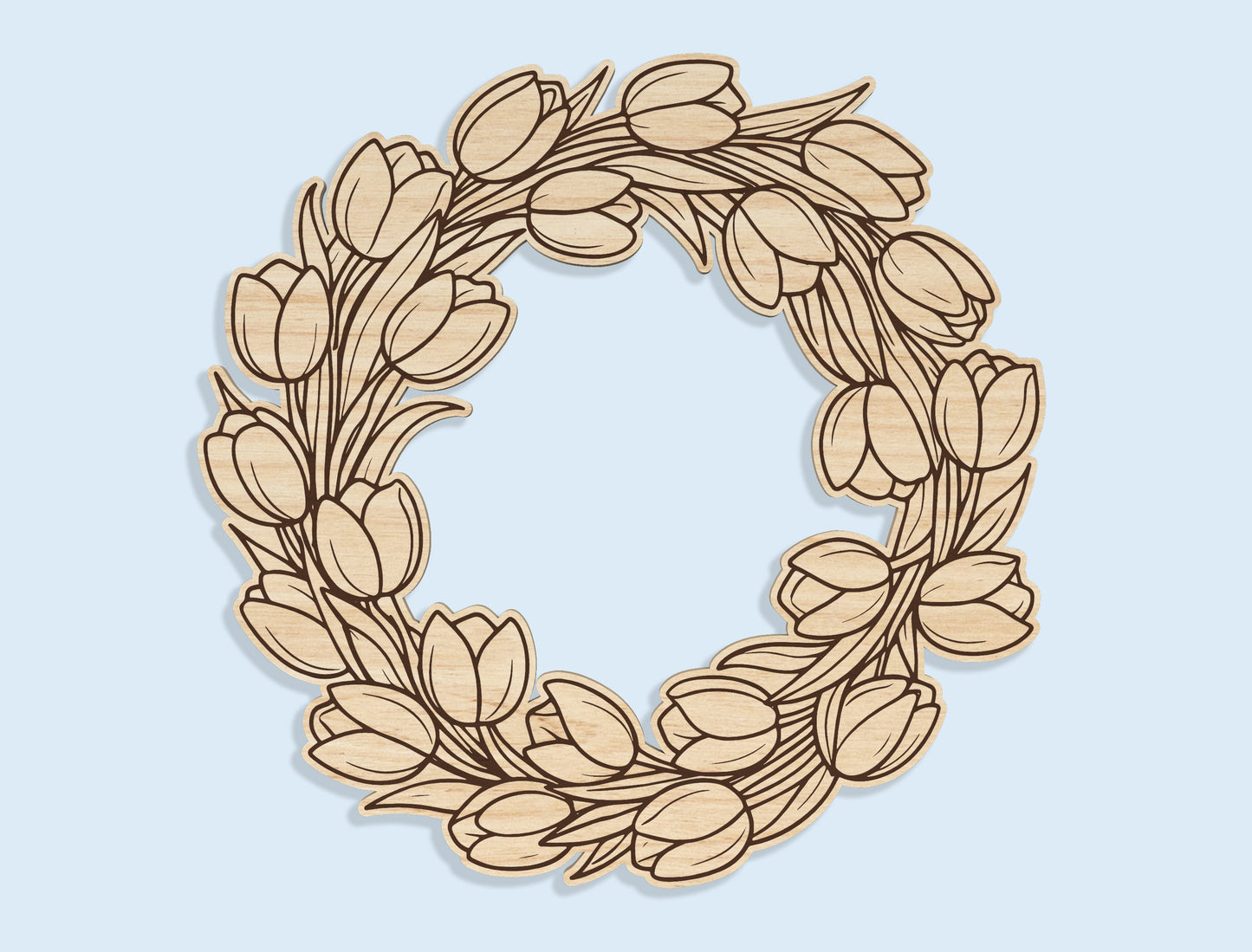Floral Wreath Door Sign SVG Bundle Spring for LightBurn and xTool