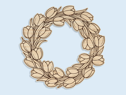 Floral Wreath Door Sign SVG Bundle Spring for LightBurn and xTool