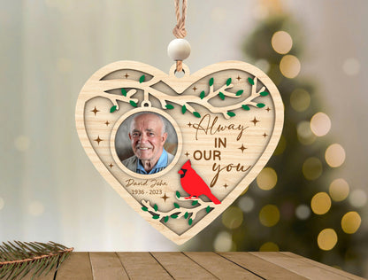 Cardinal Heart Photo Memorial Ornament SVG Laser Cut File for xTool