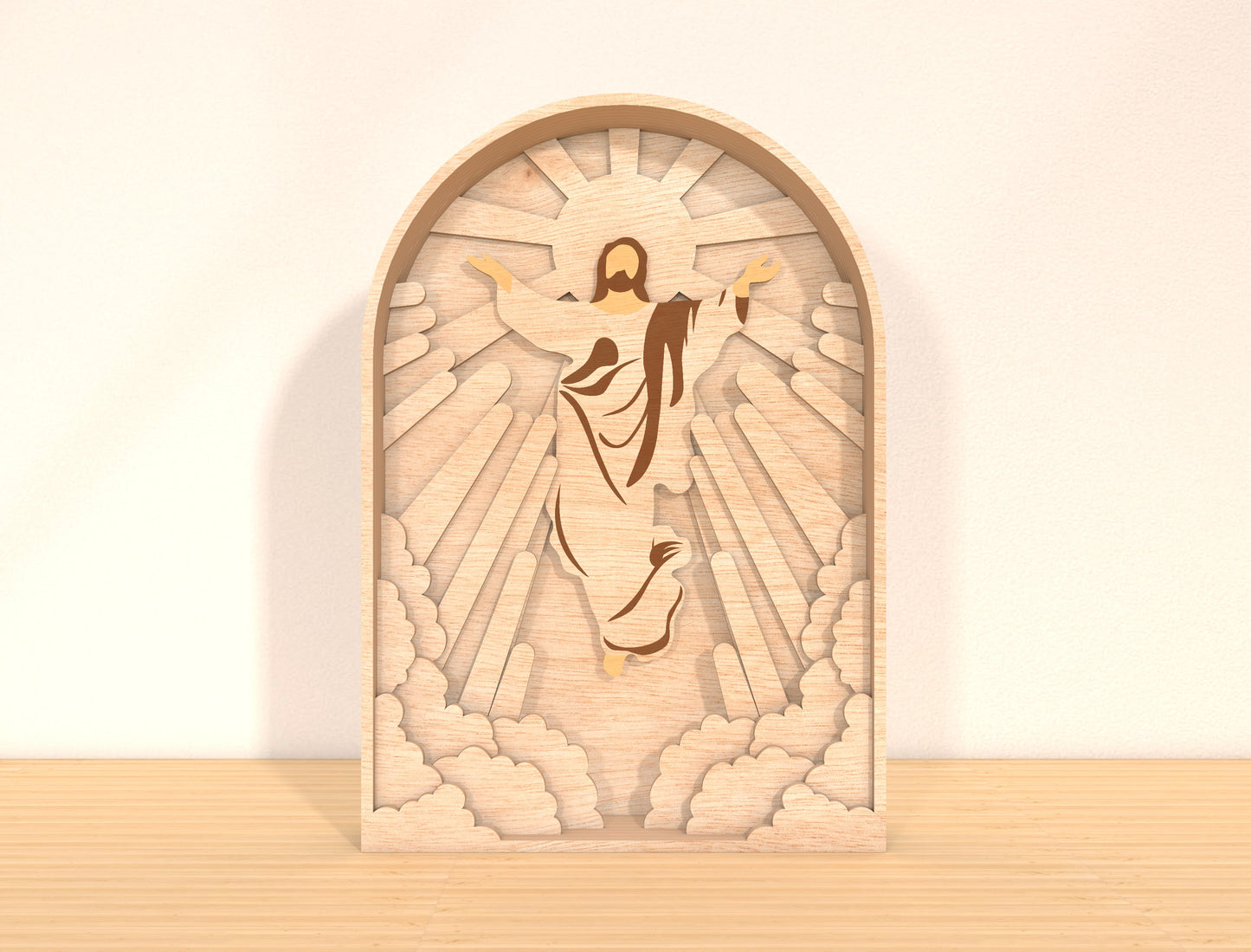 Multilayer Jesus Silhouette Arched Cross Scene SVG for Glowforge and xTool