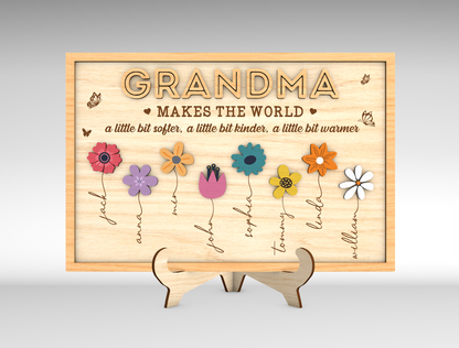 Custom Name Birth Flower Grandma Sign SVG for xTool and LightBurn