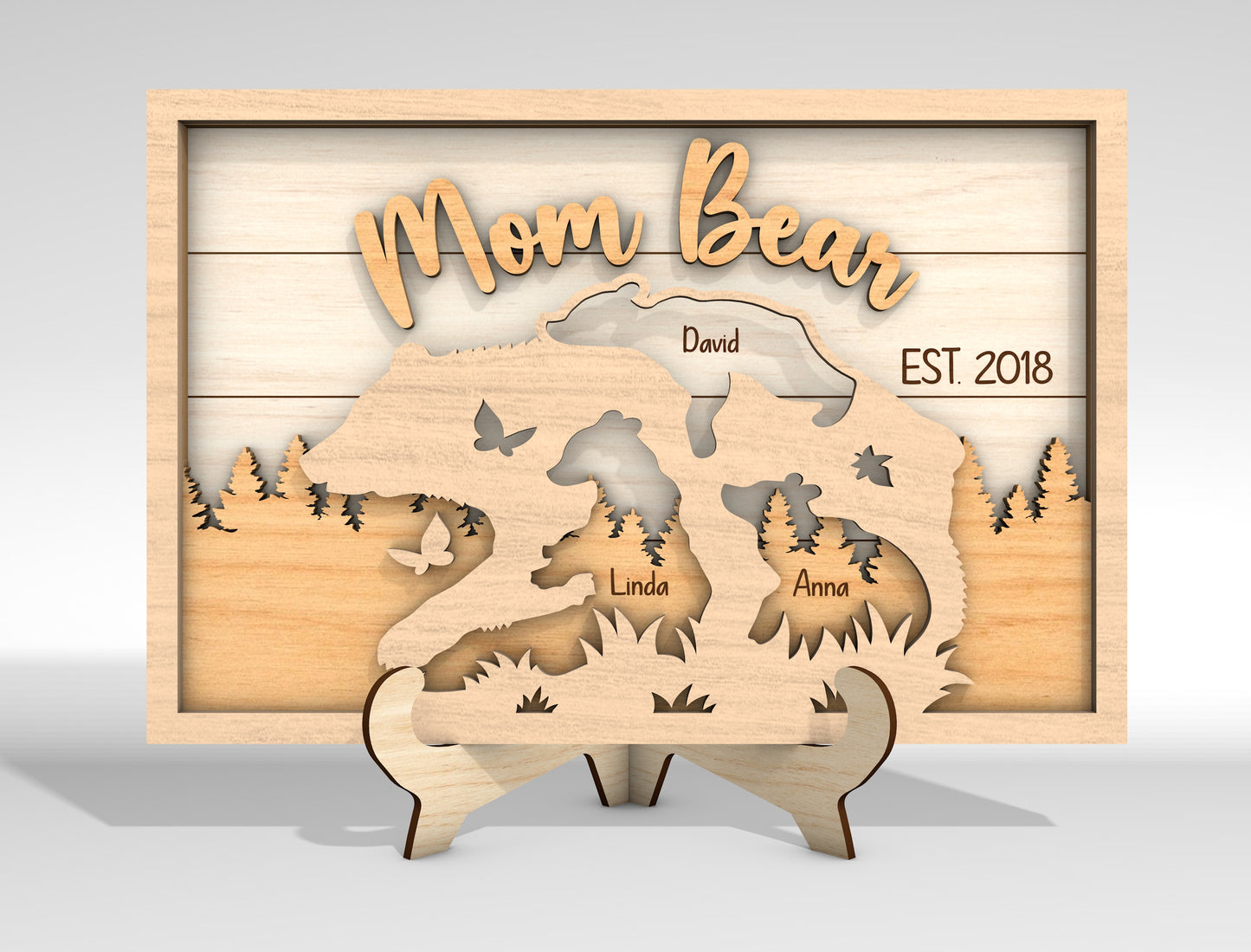Custom Name Mama Bear Cub Sign SVG for Glowforge and LightBurn