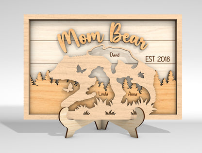 Custom Name Mama Bear Cub Sign SVG for Glowforge and LightBurn