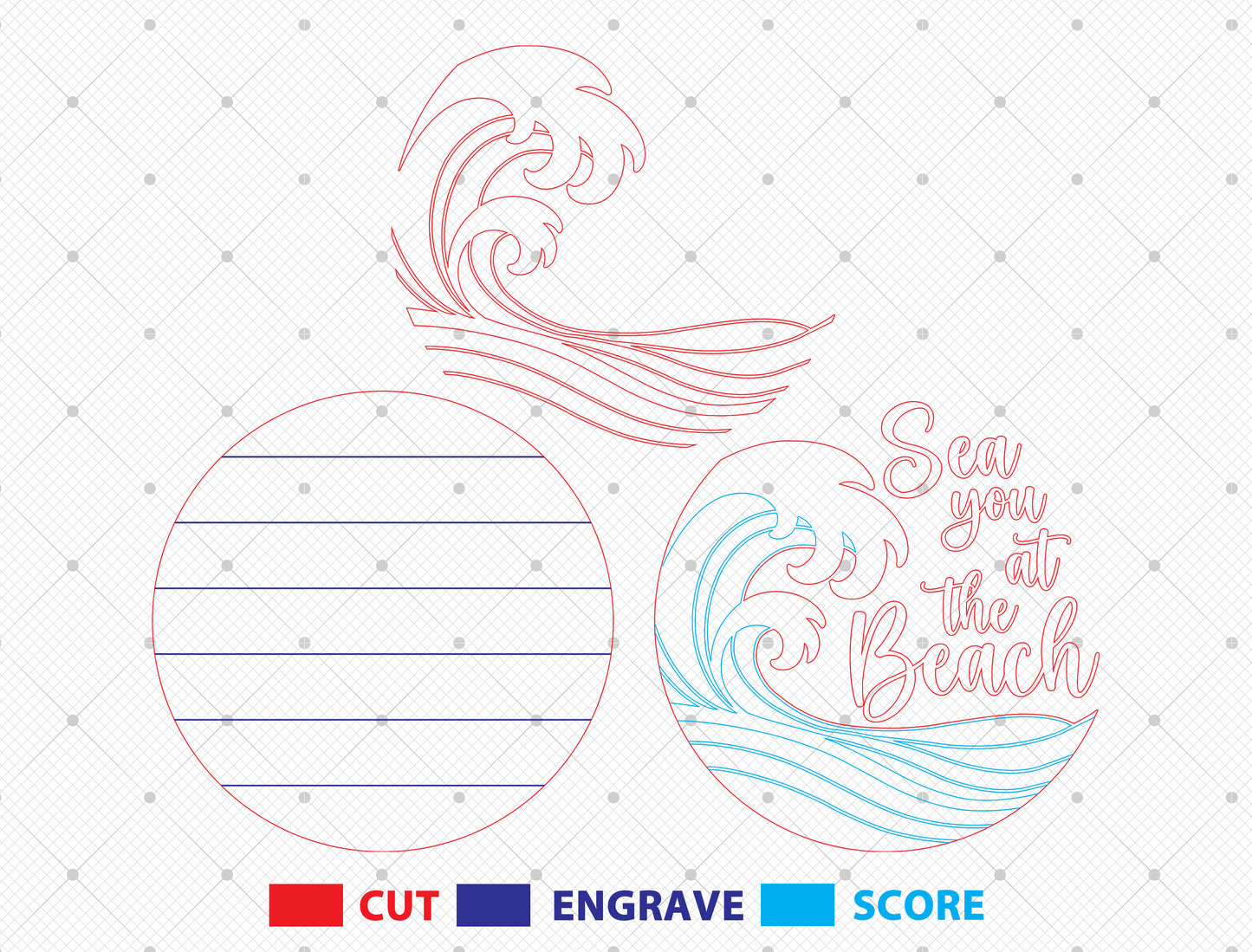Ocean Wave Beach Door SVG for LightBurn and Glowforge