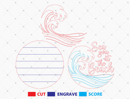 Ocean Wave Beach Door SVG for LightBurn and Glowforge