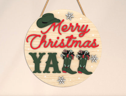 Funny Christmas Round Sign Laser Cut File | Ready to Cut | Glowforge, xTool, LightBurn, etc.
