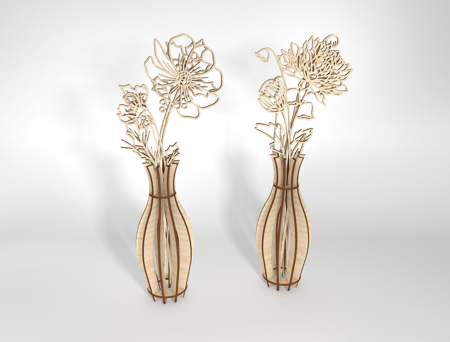 Birth Month Flower Stem Vase SVG Bundle for Glowforge and LightBurn