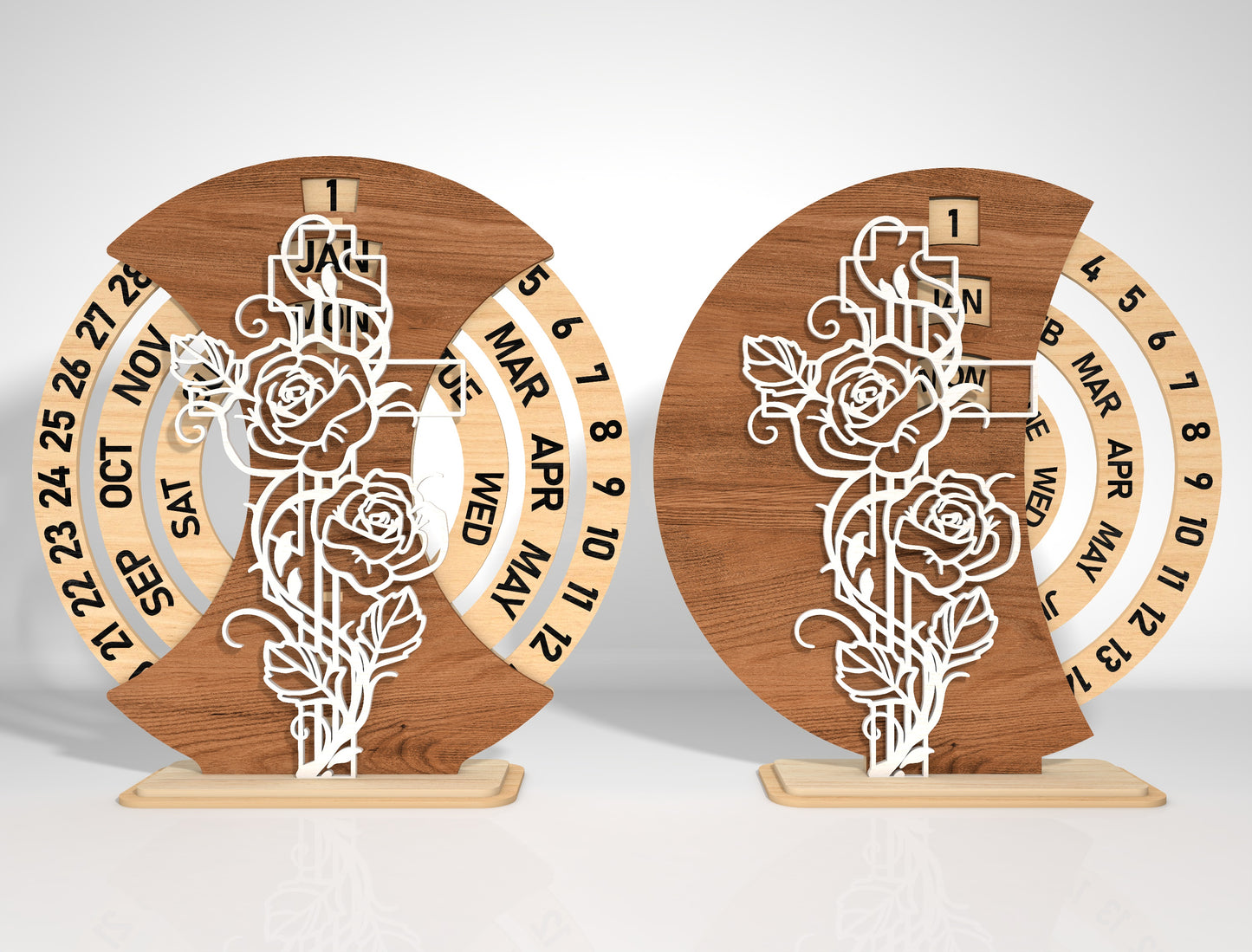 Perpetual Calendar Cross Flower SVG Bundle for LightBurn and Glowforge