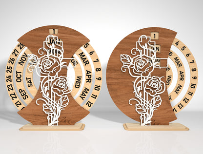 Perpetual Calendar Cross Flower SVG Bundle for LightBurn and Glowforge