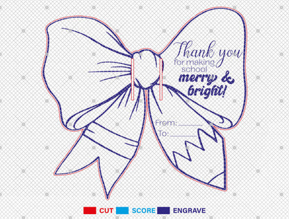 Teacher Bow Gift Tag SVG Bundle for Glowforge and LightBurn