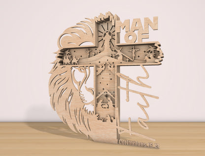 Man of God Son of Man Multilayer Cross SVG Bundle for Glowforge and xTool