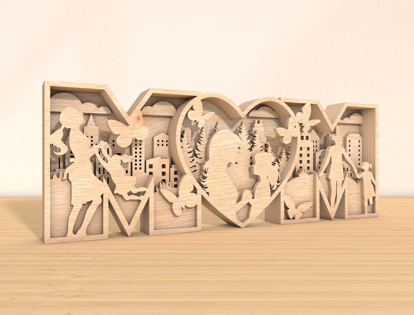MOM Multilayer Family Sign SVG for Glowforge and xTool