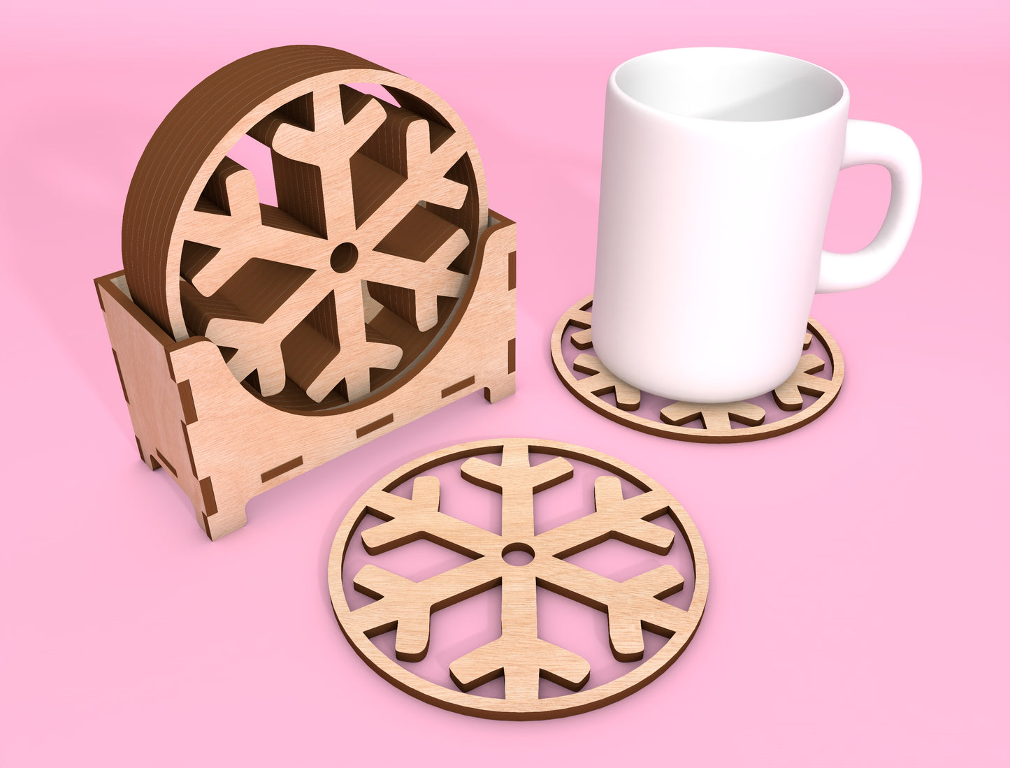 Snowflake Coaster SVG Bundle Laser Cut File for LightBurn and Glowforge