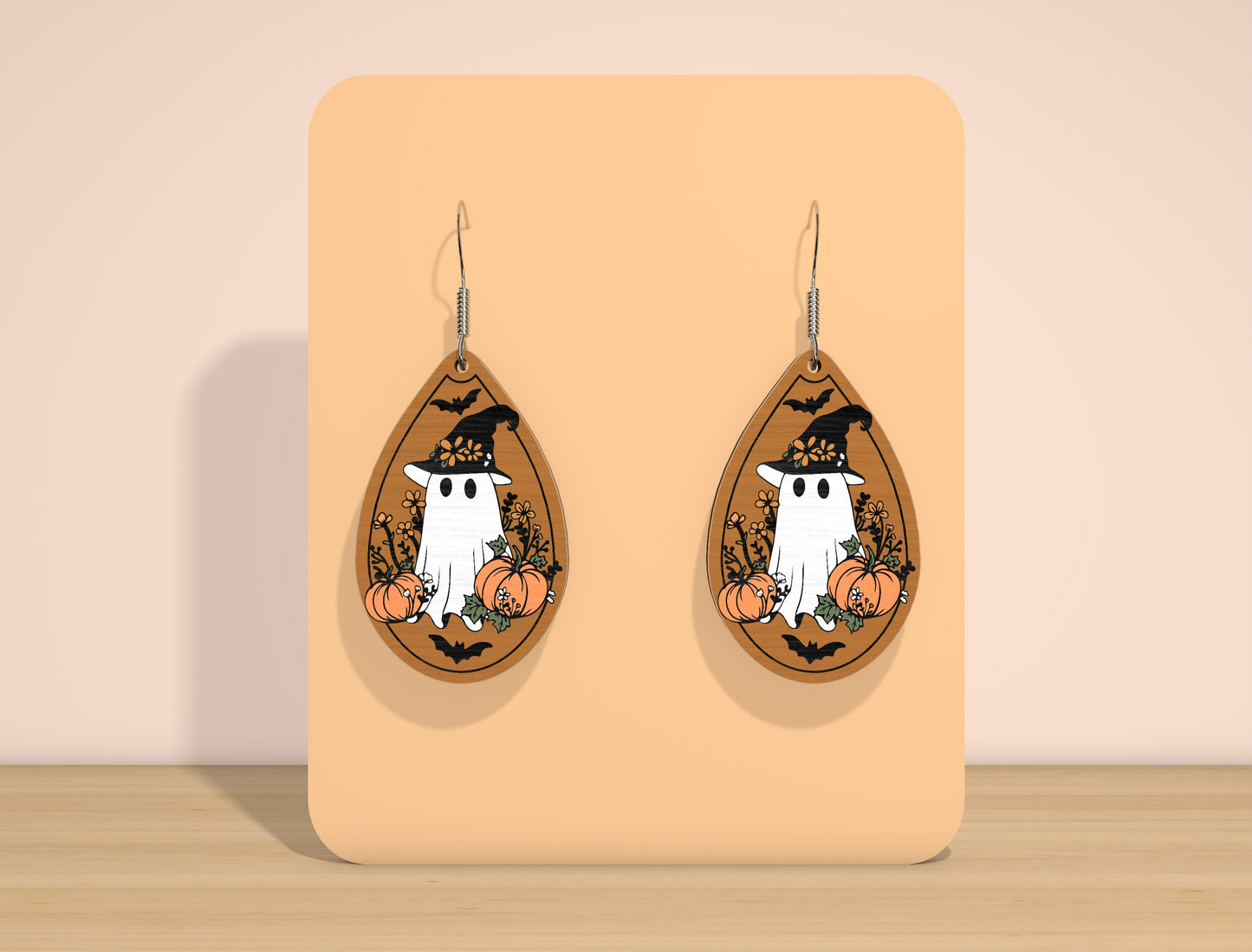 Halloween Ghost Teardrop Earrings SVG Bundle for Glowforge xTool LightBurn 8 Designs