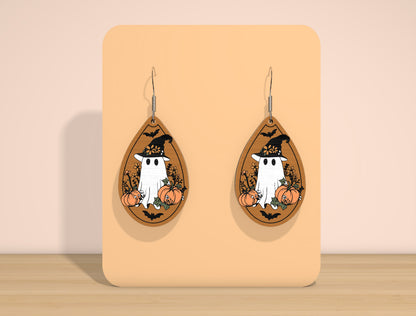 Halloween Ghost Teardrop Earrings SVG Bundle for Glowforge xTool LightBurn 8 Designs