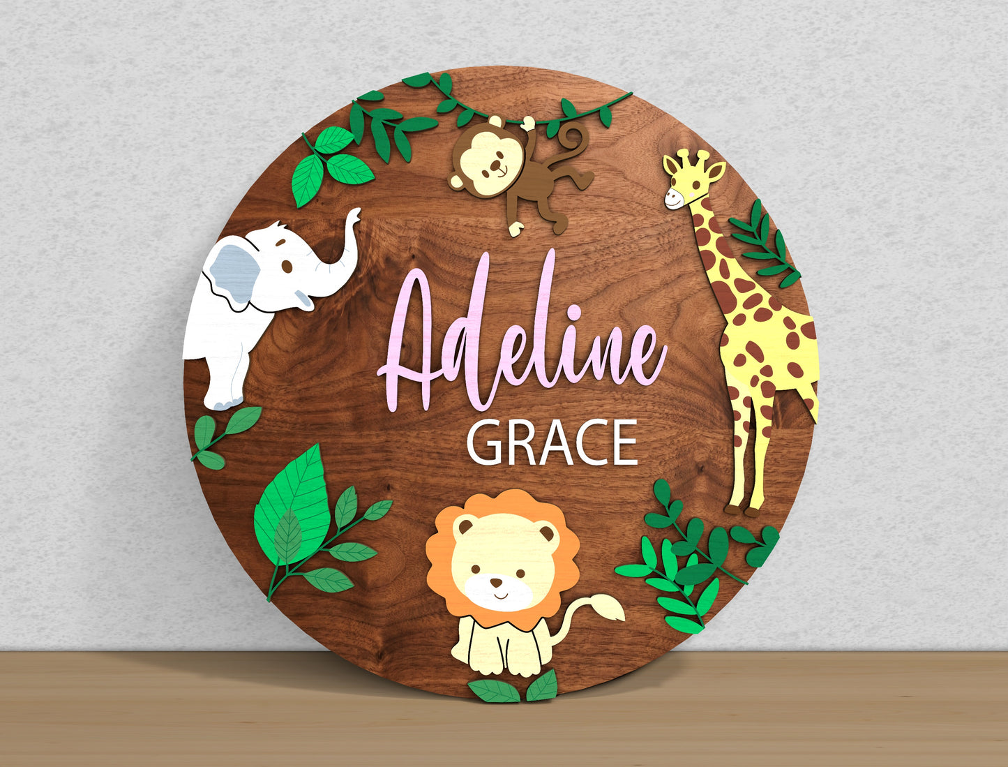 Personalized Safari Nursery SVG Laser Cut File for Glowforge  xTool