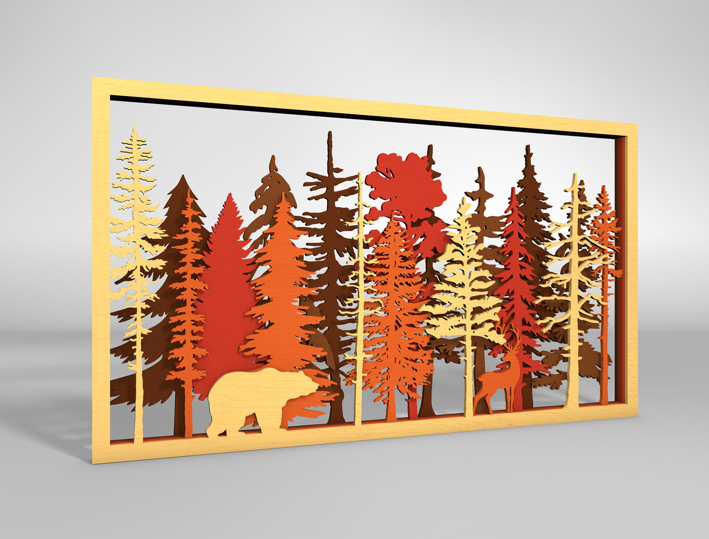 Autumn Forest Shadow Box SVG Multilayer for Glowforge and xTool Laser Cut File