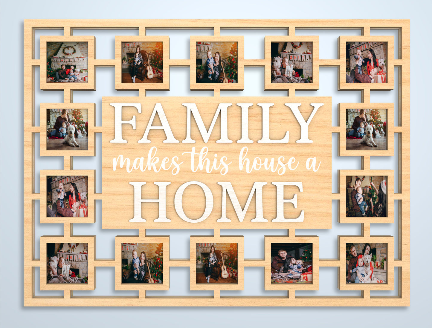 "Family Is Everything" Multi Photo Collage Frame SVG Laser Cut File for Glowforge and xTool