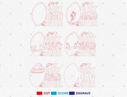 Best Dad Ever Football Multilayer Sign SVG Laser Cut File for Glowforge and xTool