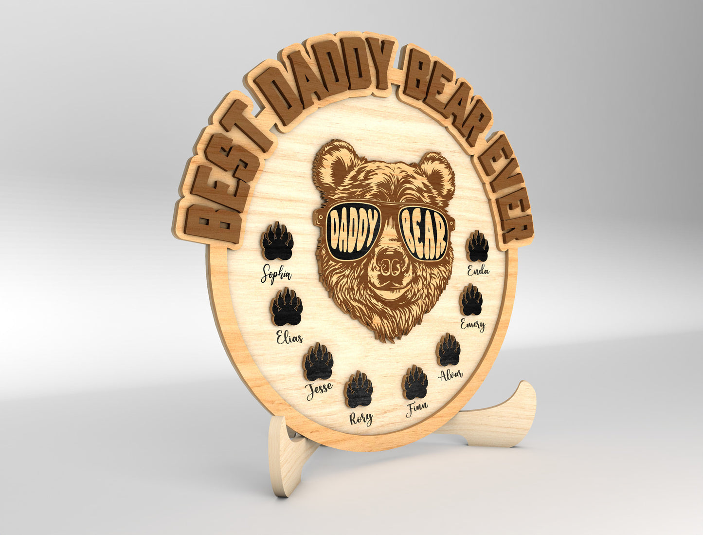 Personalized Daddy Bear Ever SVG Laser Cut File for Glowforge and xTool