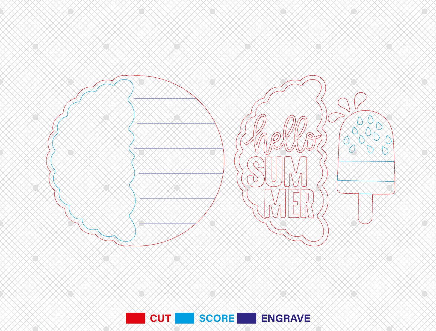 “Hello Summer” Watermelon Popsicle SVG Door Sign for Glowforge