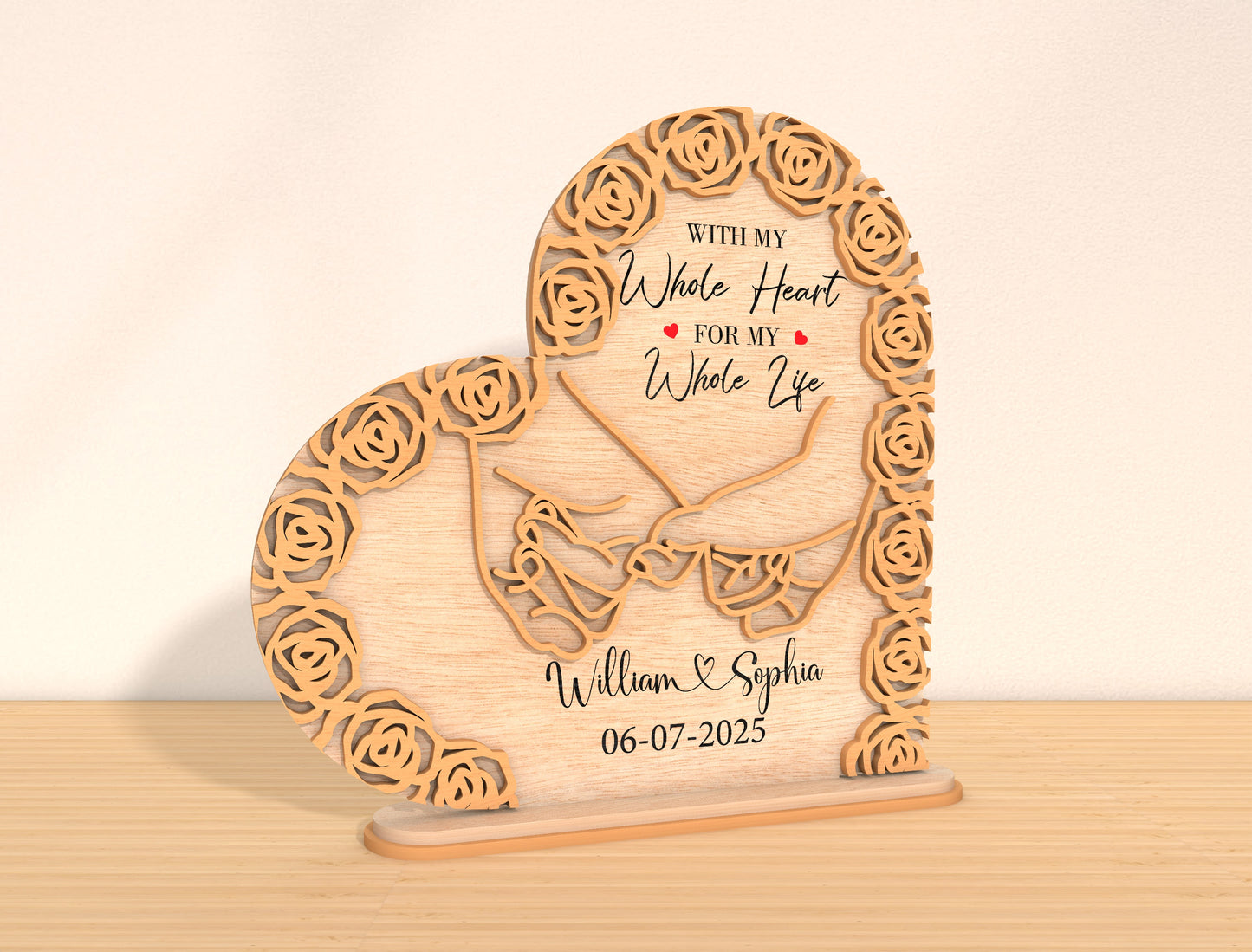 Mom Rose Heart Sign SVG Mother's Day Floral Plaque for Glowforge