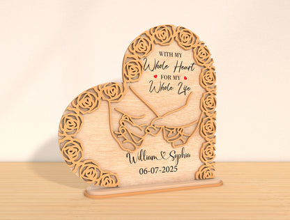 Mom Rose Heart Sign SVG Mother's Day Floral Plaque for Glowforge
