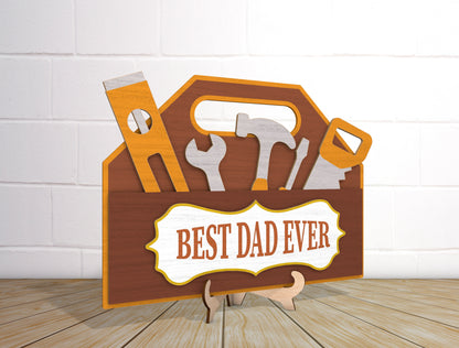 Best Dad Ever Toolbox Sign SVG Laser Cut File for Glowforge and LightBurn