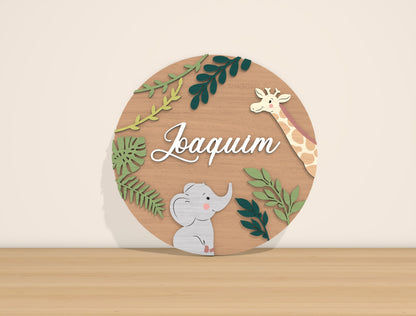 Personalized Jungle Nursery Name Sign SVG for Glowforge and LightBurn