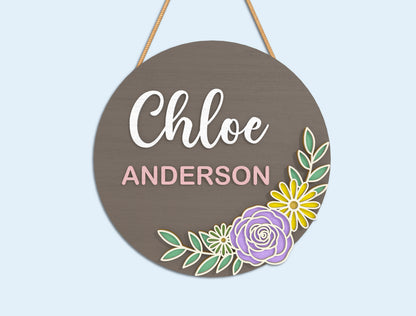 Floral Name Sign SVG Bundle Laser Cut File for Glowforge and xTool