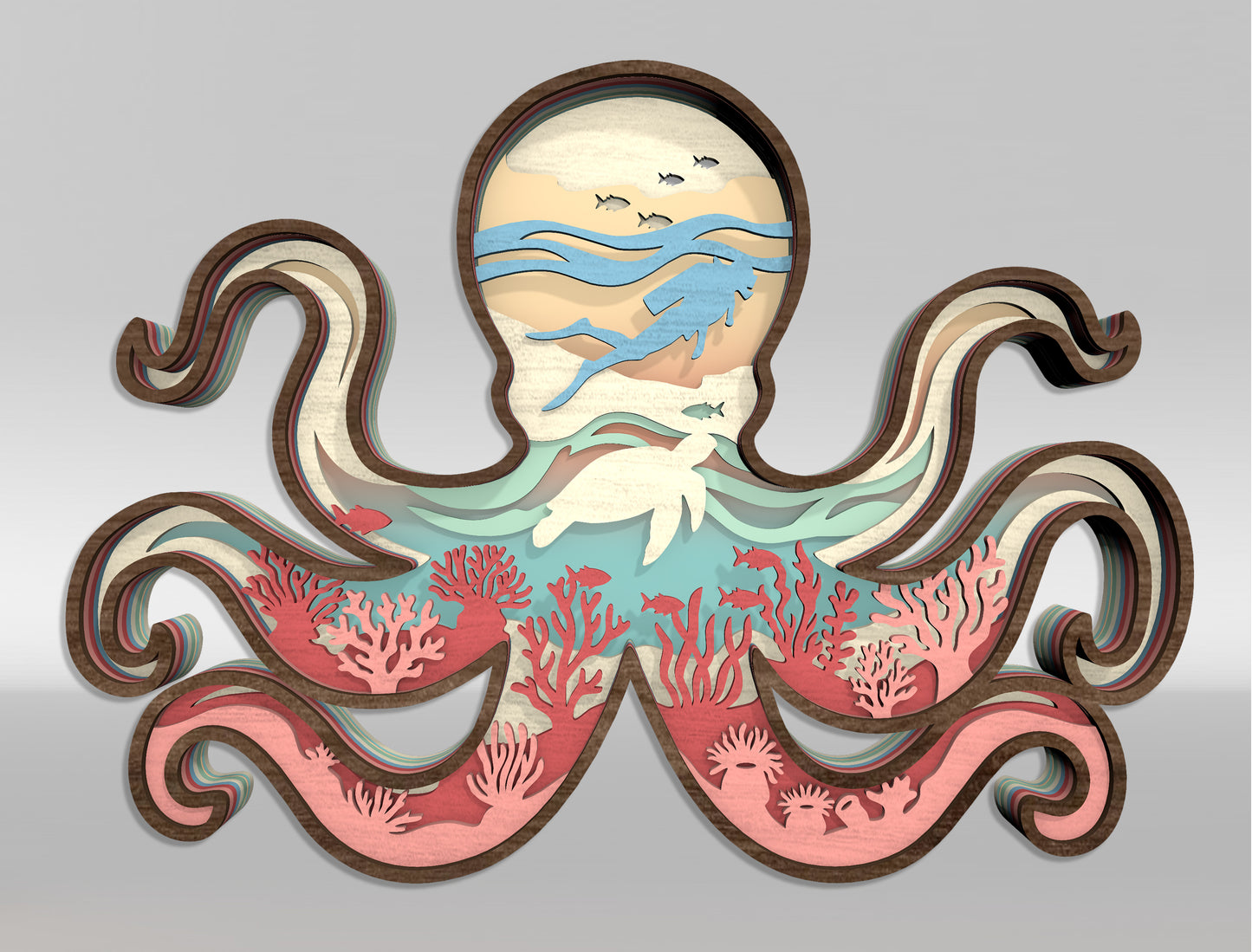 Multilayer Ocean Animal SVG Bundle Laser Cut File for Glowforge