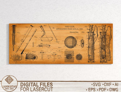 Golf Word Art Wood Sign SVG Laser Cut File for Glowforge and xTool