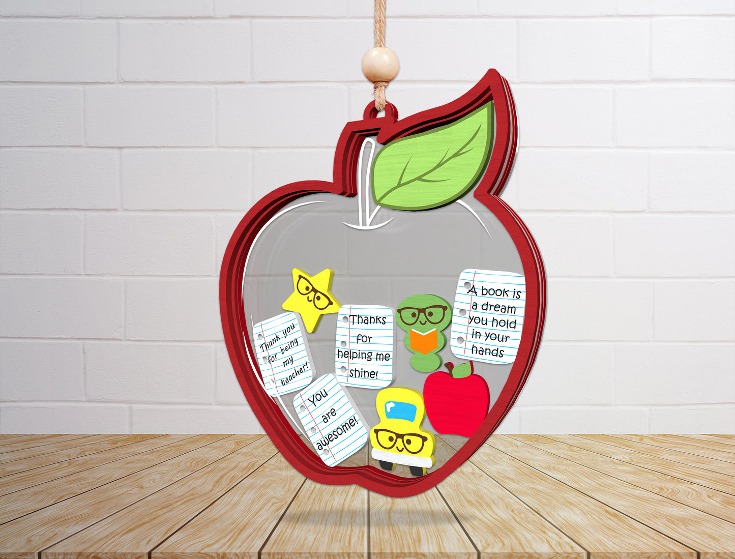 Teacher Shaker Ornament SVG Laser Cut File for Glowforge and xTool