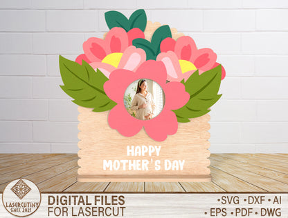Mother's Day Floral Photo Frame SVG Bundle for xTool and LightBurn