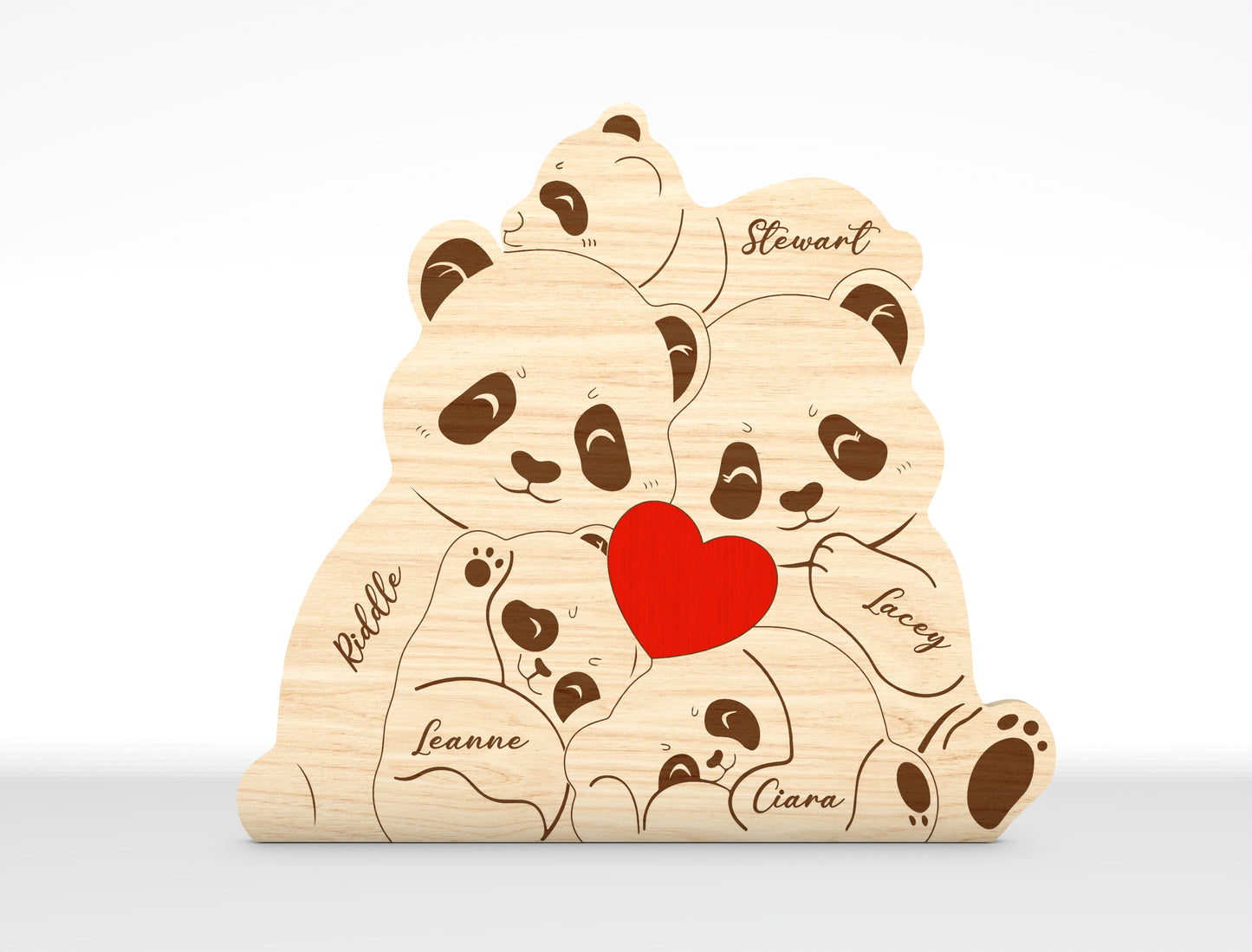 Personalized Family Bear Puzzle SVG Laser Cut File for Glowforge and LightBurn