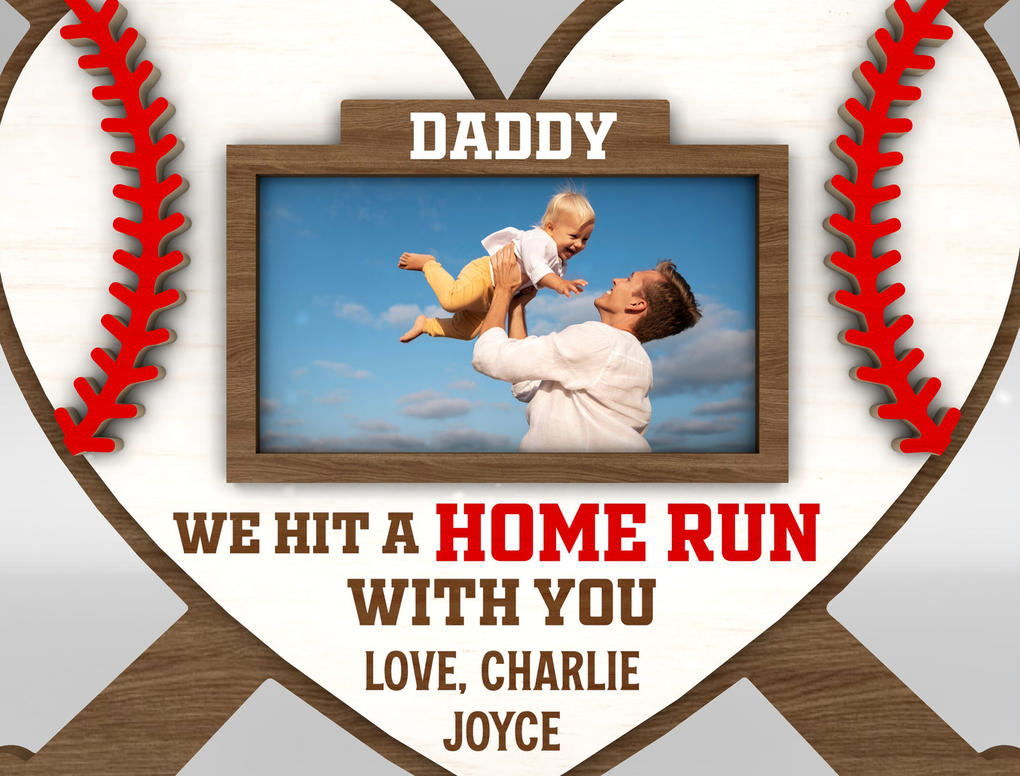 Baseball Dad Photo Frame Sign SVG Laser Cut File for Glowforge and xTool