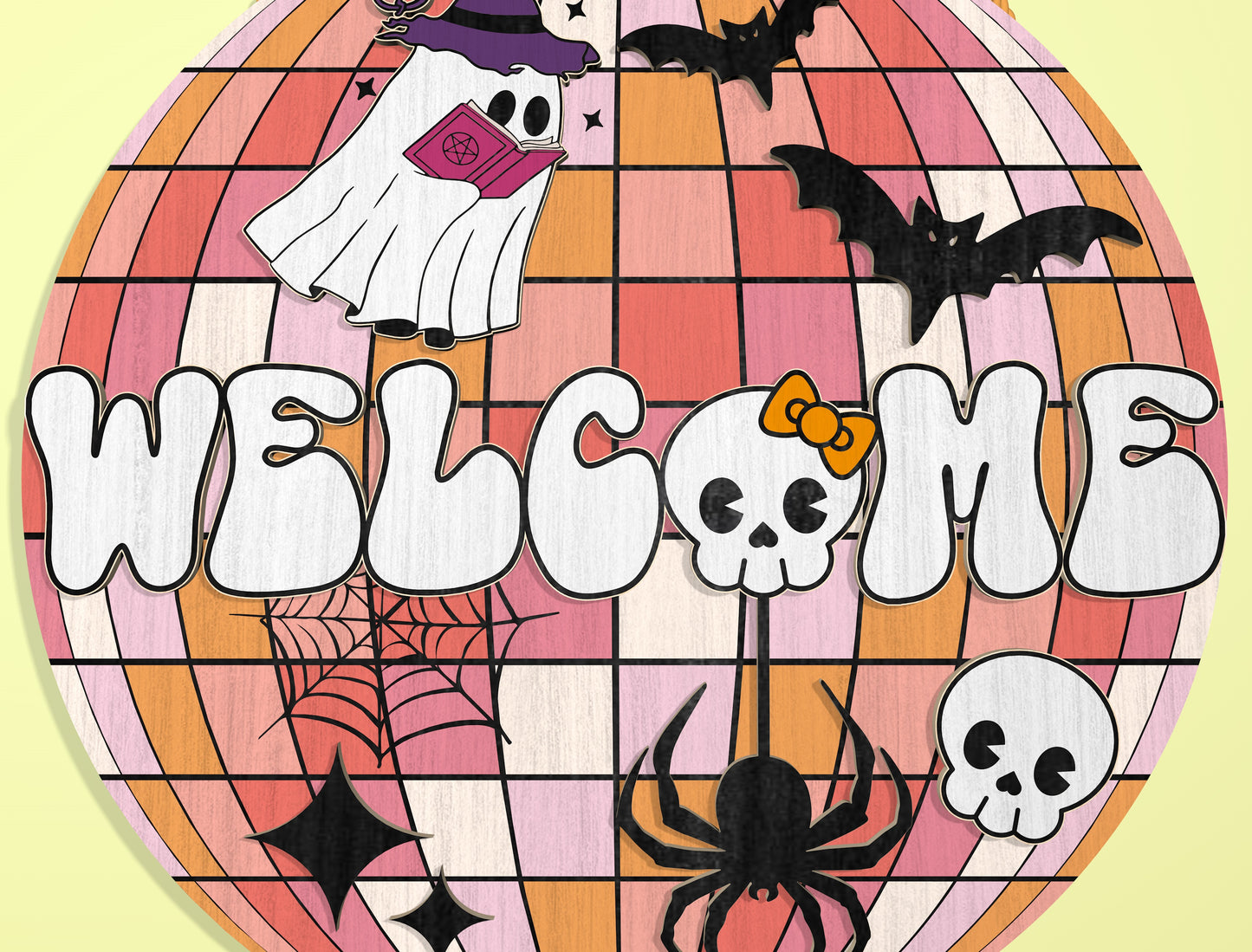 Halloween Welcome Door Sign SVG Spooky Ghost Laser Cut File for xTool