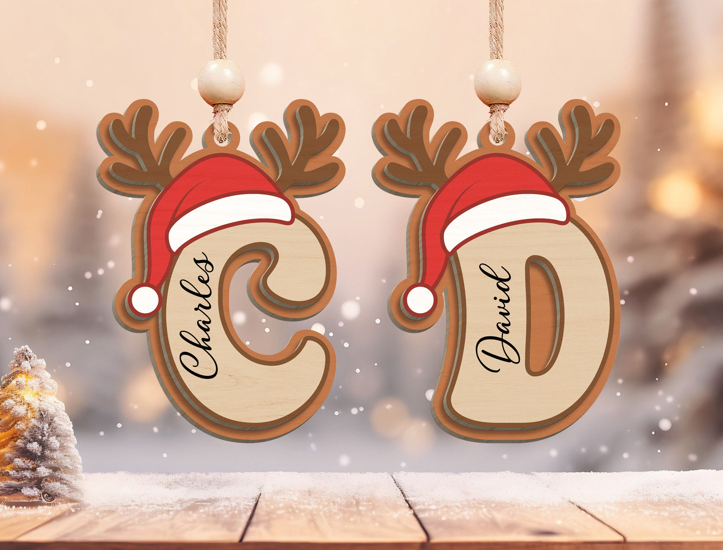 Christmas Reindeer Alphabet Ornament Laser Cut File | Ready to Cut | Glowforge, xTool, LightBurn, etc.