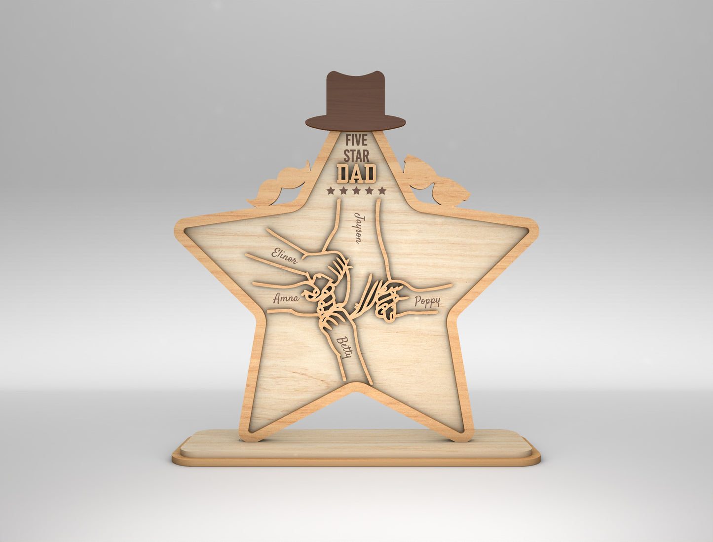 Star Dad Touching Hands Sign SVG Laser Cut File for Glowforge and xTool