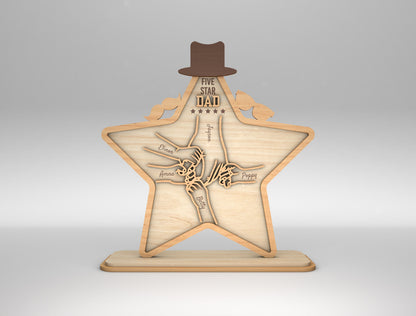 Star Dad Touching Hands Sign SVG Laser Cut File for Glowforge and xTool