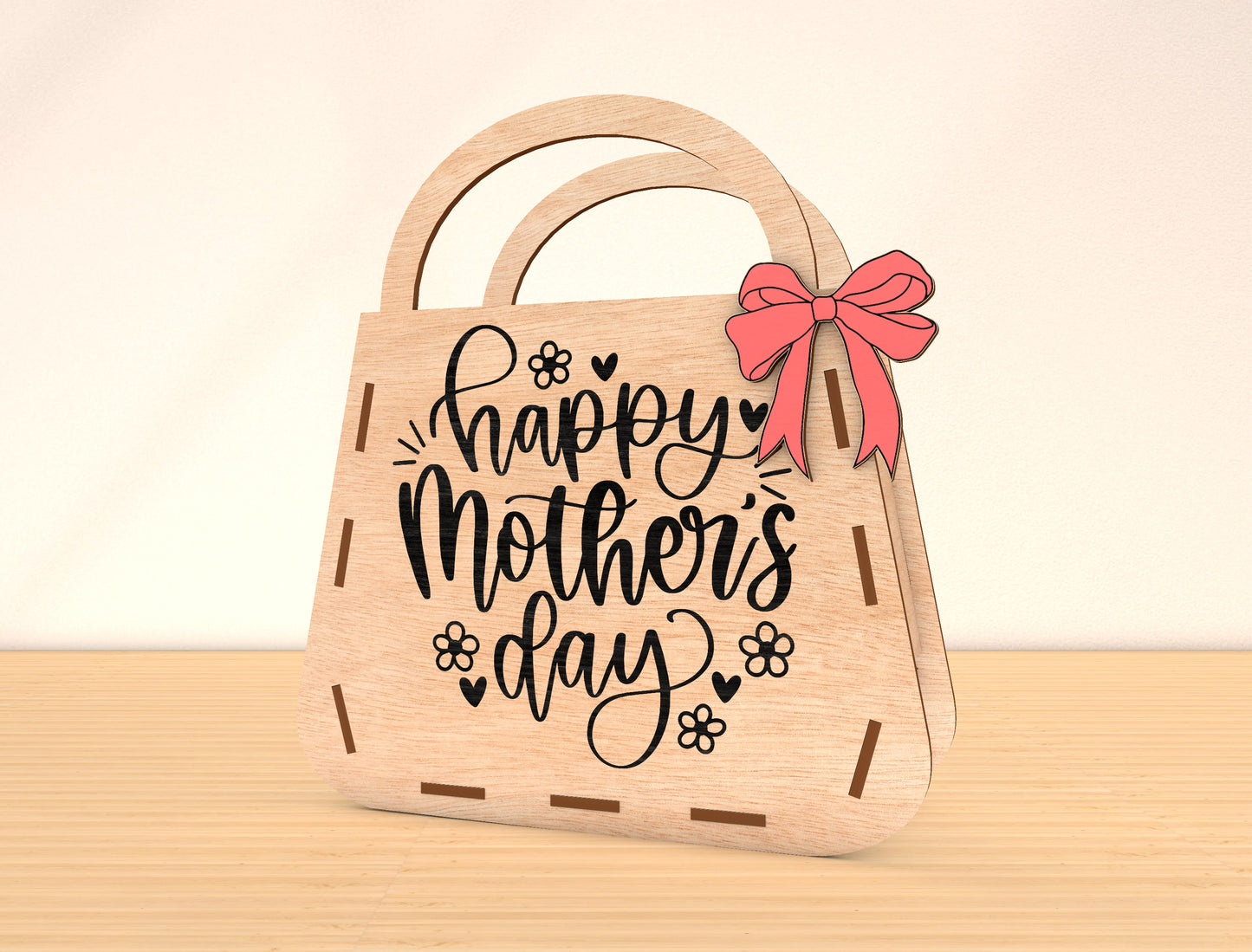 Mother’s Day Purse Sign Laser Cut File Bundle | Mom Quote Decor | Layered Wooden Handbag Design | Glowforge, xTool, LightBurn, etc.