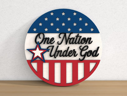 Patriotic Round Sign SVG Bundle Laser Cut File for Glowforge