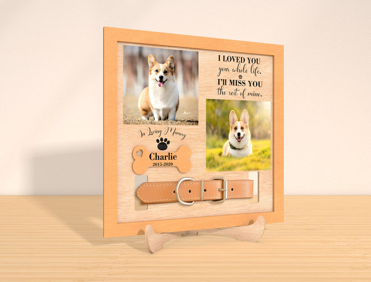 Dog Collar Memorial Frame SVG Laser Cut File for Glowforge