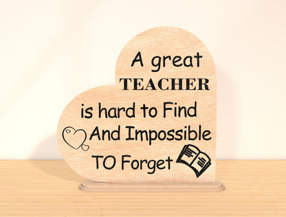 Teacher Thank You Tabletop Sign SVG for Glowforge and LightBurn