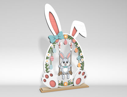 Easter Bunny Swing Set SVG 2 Designs Laser Cut for LightBurn and Glowforge