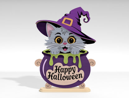 Halloween Cat Tabletop Decor SVG Bundle Laser Cut Files for Glowforge