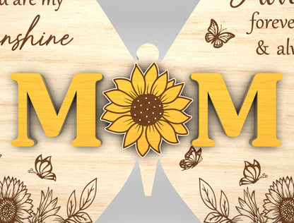 Mom Butterfly Sunflower Sign SVG Mother's Day for LightBurn