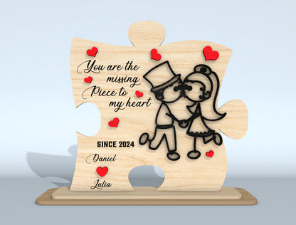 Personalized Puzzle Couple Plaque SVG Bundle Laser Cut File for Glowforge and xTool